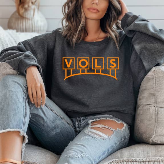 Vols Stadium Billboard, Heather Gray Crew Fleece - Adult & Kids T-Shirts, Sweatshirts & Hoodies apparel design preview 1