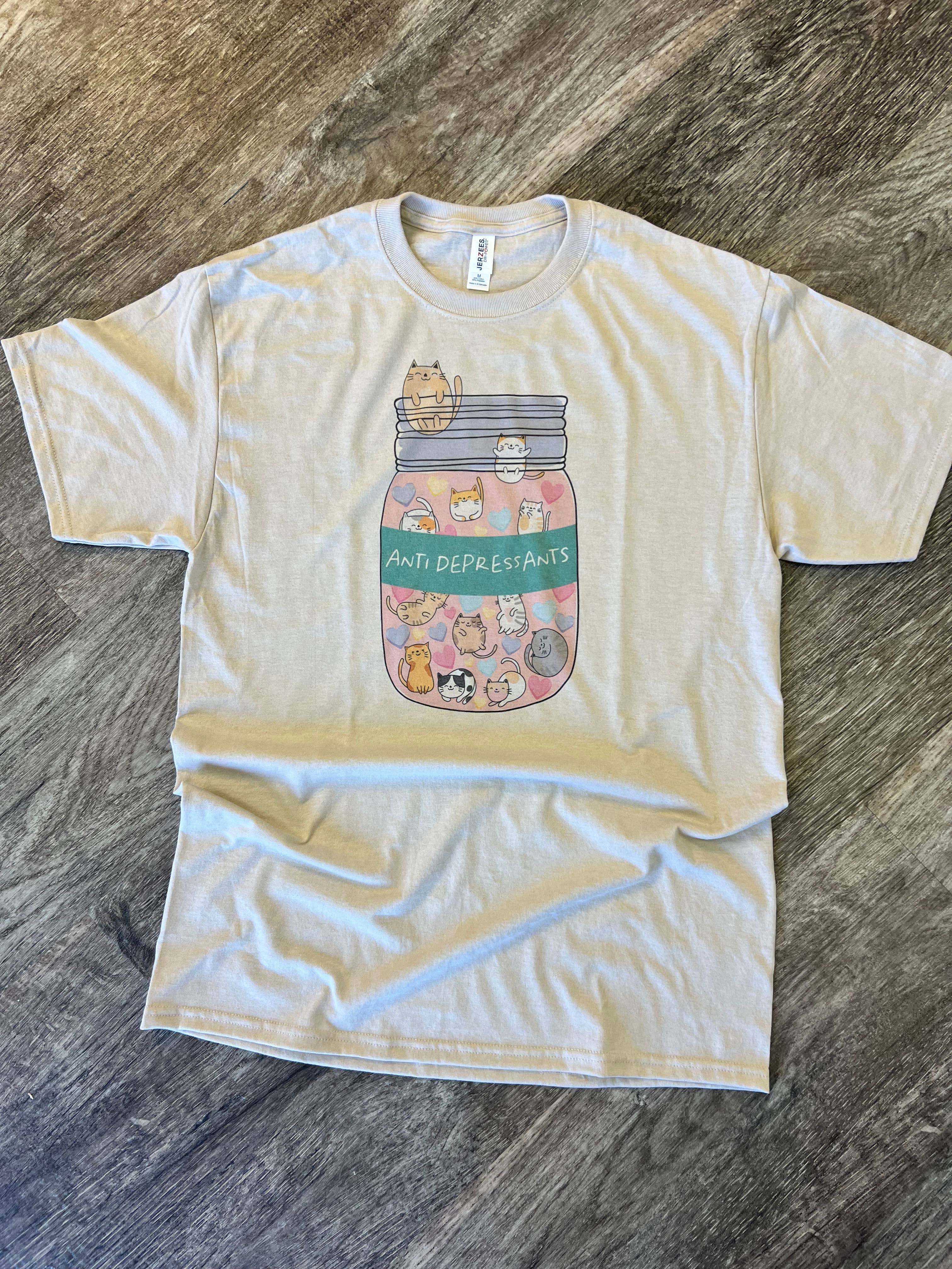 Anti-Depressants (Jar of Cats) On Sand - Adult & Kids T-Shirts, Sweatshirts & Hoodies apparel design preview 1