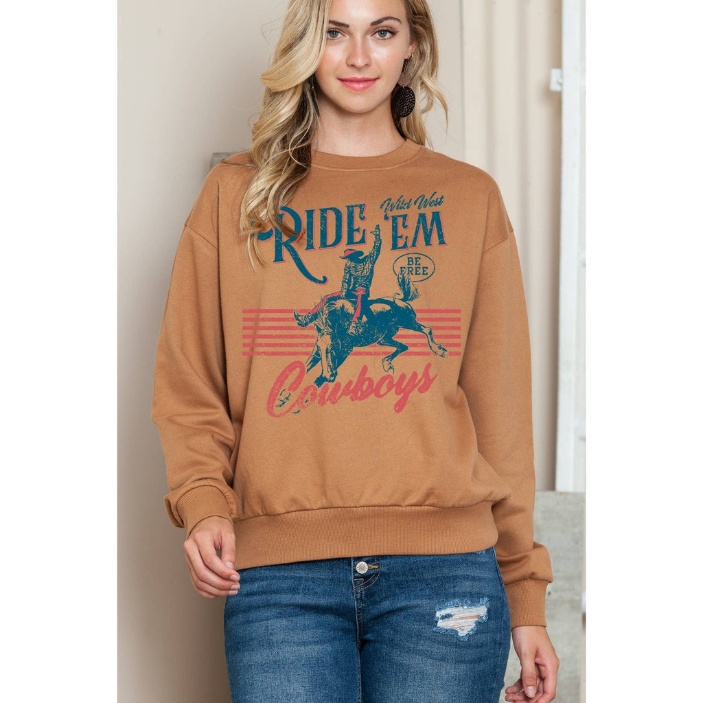 Ride Em Cowboy Crewneck Sweater - Adult & Kids T-Shirts, Sweatshirts & Hoodies apparel design preview 1