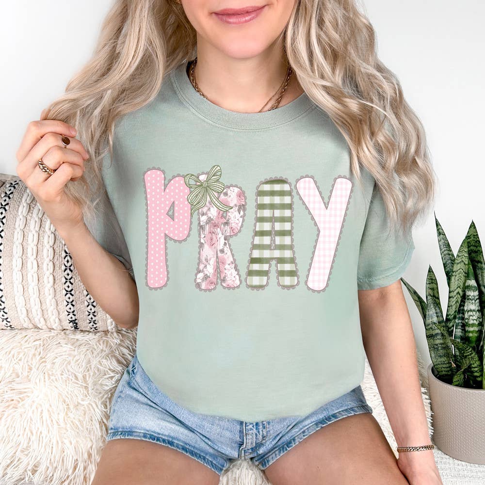 Pray Pink/Green Pattern - Adult & Kids T-Shirts, Sweatshirts & Hoodies apparel design preview 1