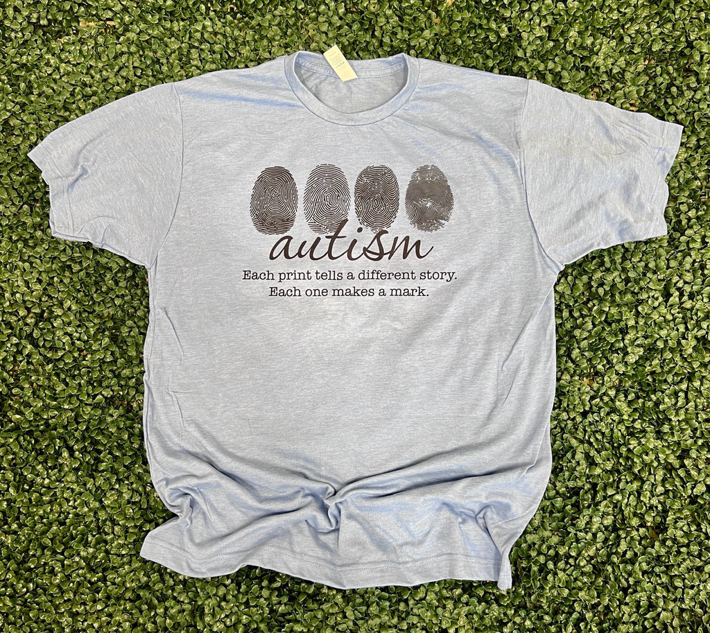 Autism Fingerprint Black On Tultex Heather Athletic - Adult & Kids T-Shirts, Sweatshirts & Hoodies apparel design preview 1
