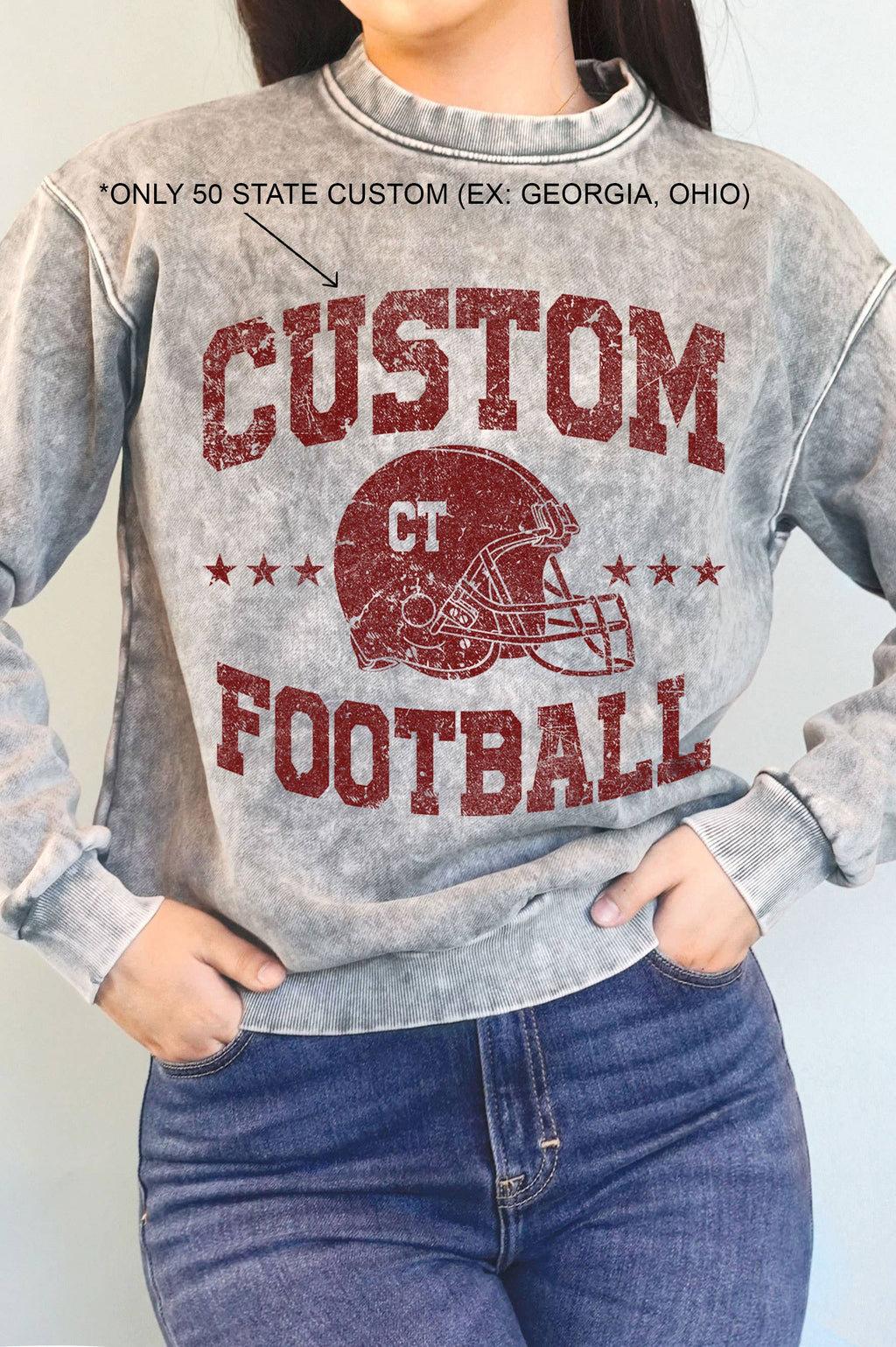Custom State Football Mineral Graphic Brushed - Adult & Kids T-Shirts, Sweatshirts & Hoodies apparel design preview 1