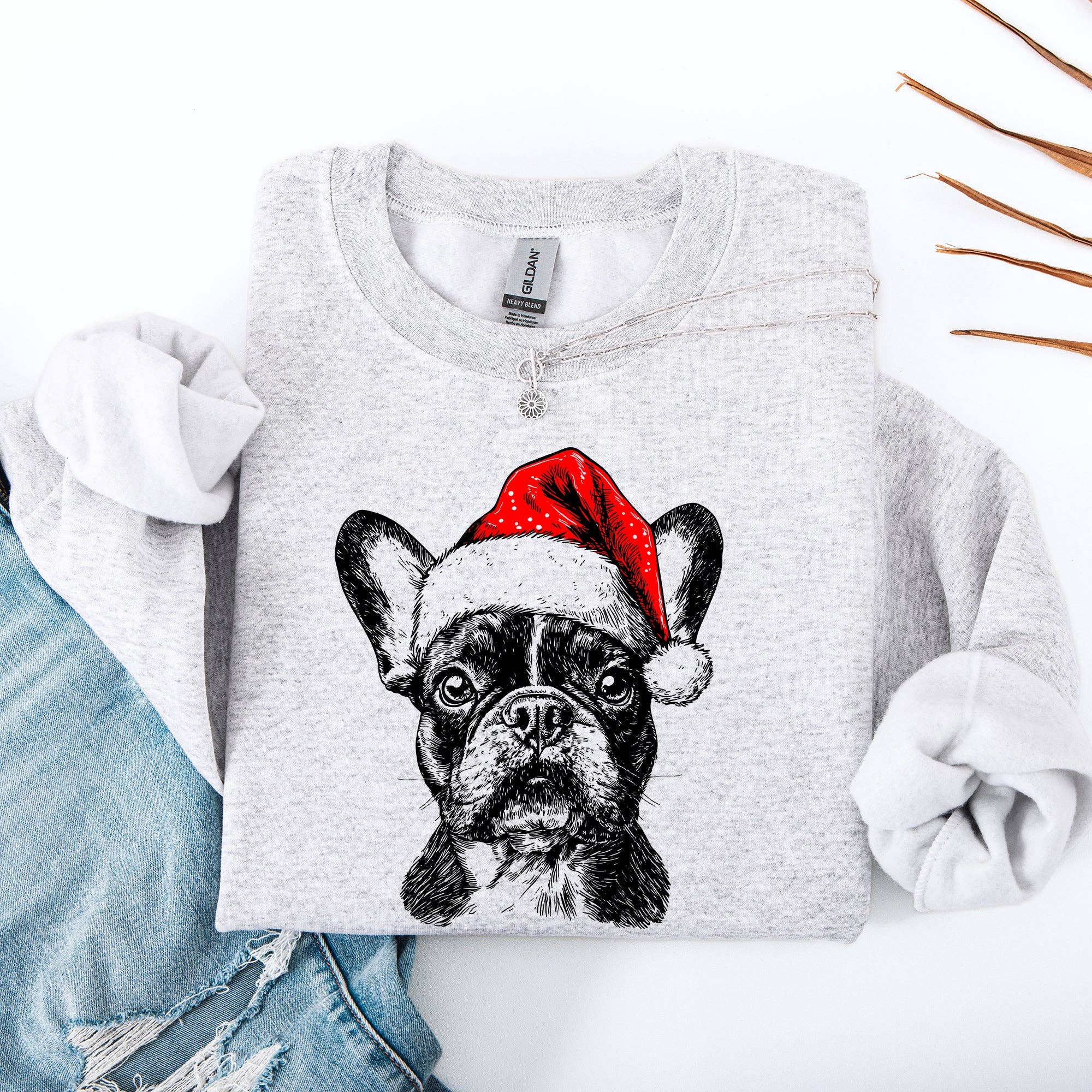 Frenchie, Santa, French Bulldog, Christmas, Pet - Adult & Kids T-Shirts, Sweatshirts & Hoodies apparel design preview 1