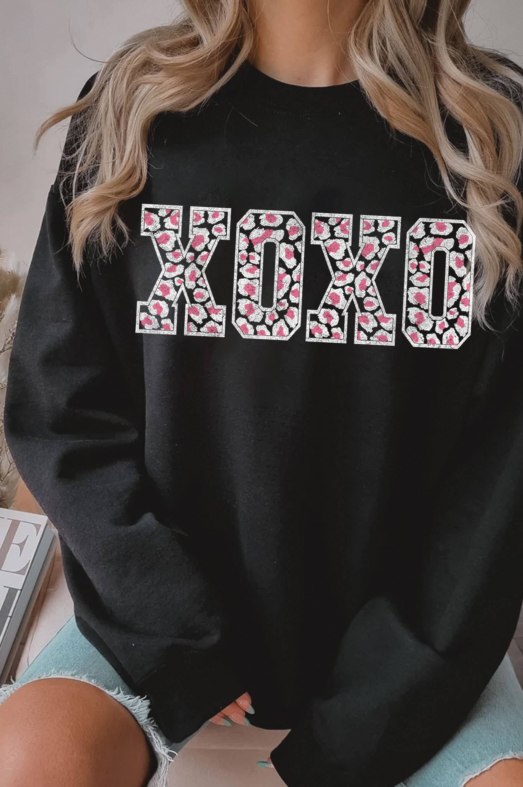 Xoxo Leopard Valentine Graphic Brushed - Adult & Kids T-Shirts, Sweatshirts & Hoodies apparel design preview 1
