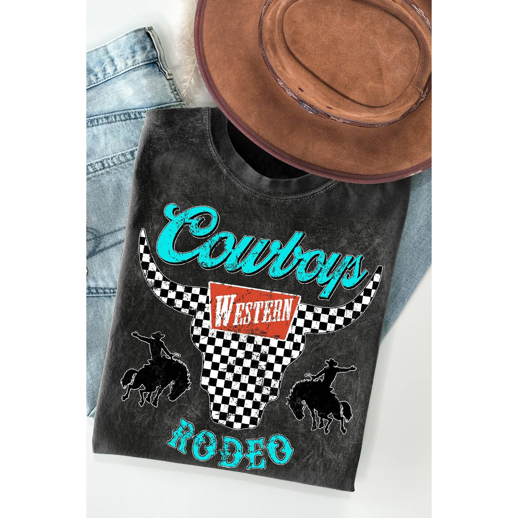 Cowboy Rodeo Mineral Wash - Adult & Kids T-Shirts, Sweatshirts & Hoodies apparel design preview 1