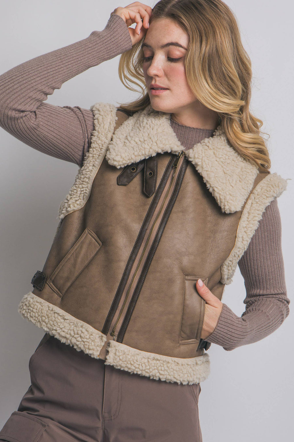 1105 Faux Leather Shearling Vest SI-27053 - Adult & Kids T-Shirts, Sweatshirts & Hoodies apparel design preview 1
