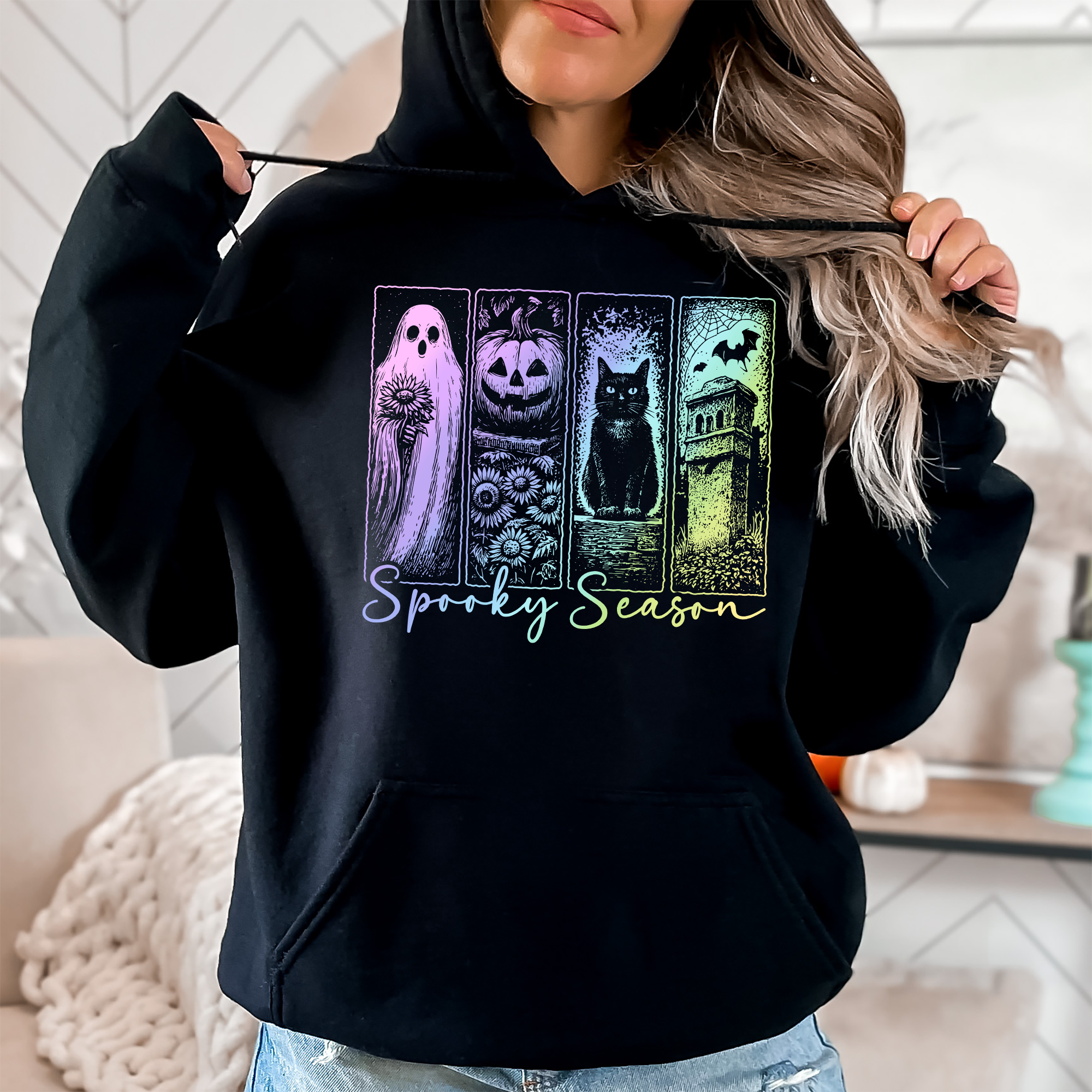 Spooky Season Pastel Vintage Halloween Horror Retro - Adult & Kids T-Shirts, Sweatshirts & Hoodies apparel design preview 1