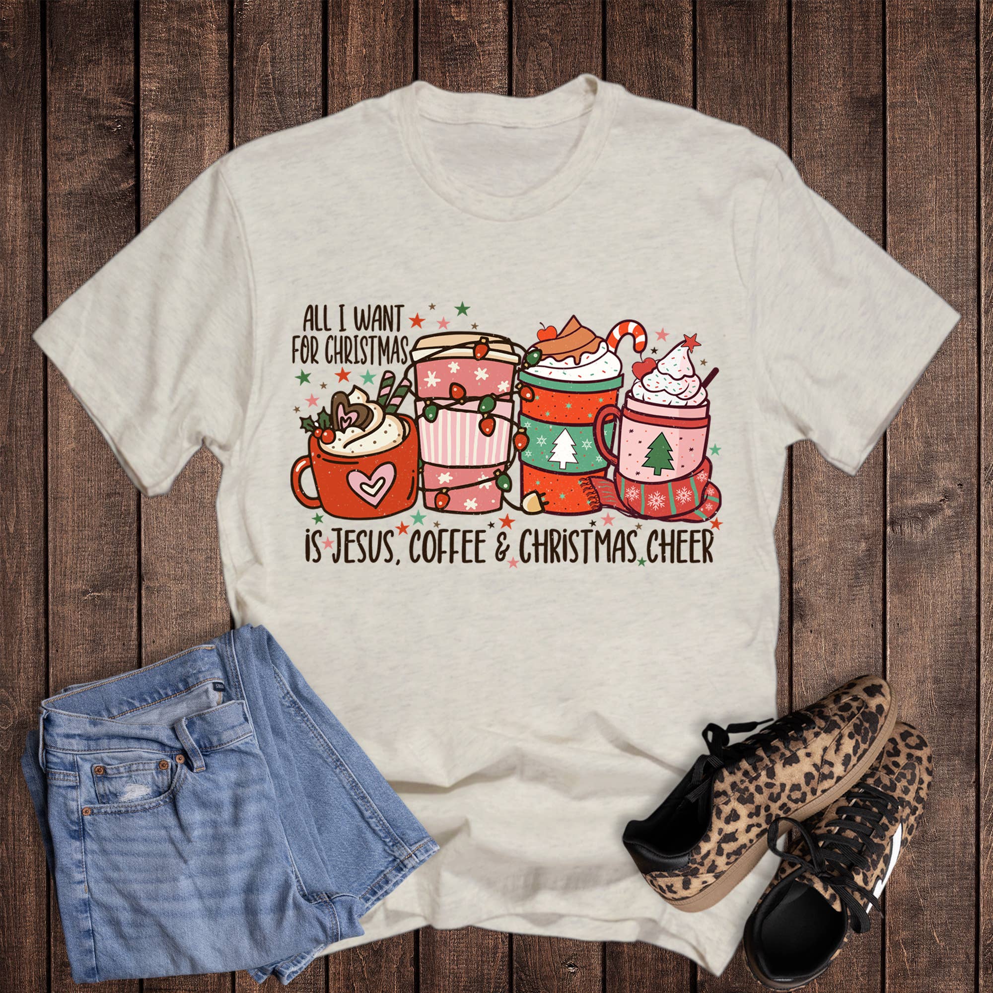 Christmas Jesus Coffee Cheer Graphic - Adult & Kids T-Shirts, Sweatshirts & Hoodies apparel design preview 1