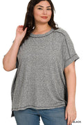 .1014 Plus Soft Melange Folded Sleeve Hi Low SI-27466 - Adult & Kids T-Shirts, Sweatshirts & Hoodies apparel design preview 1