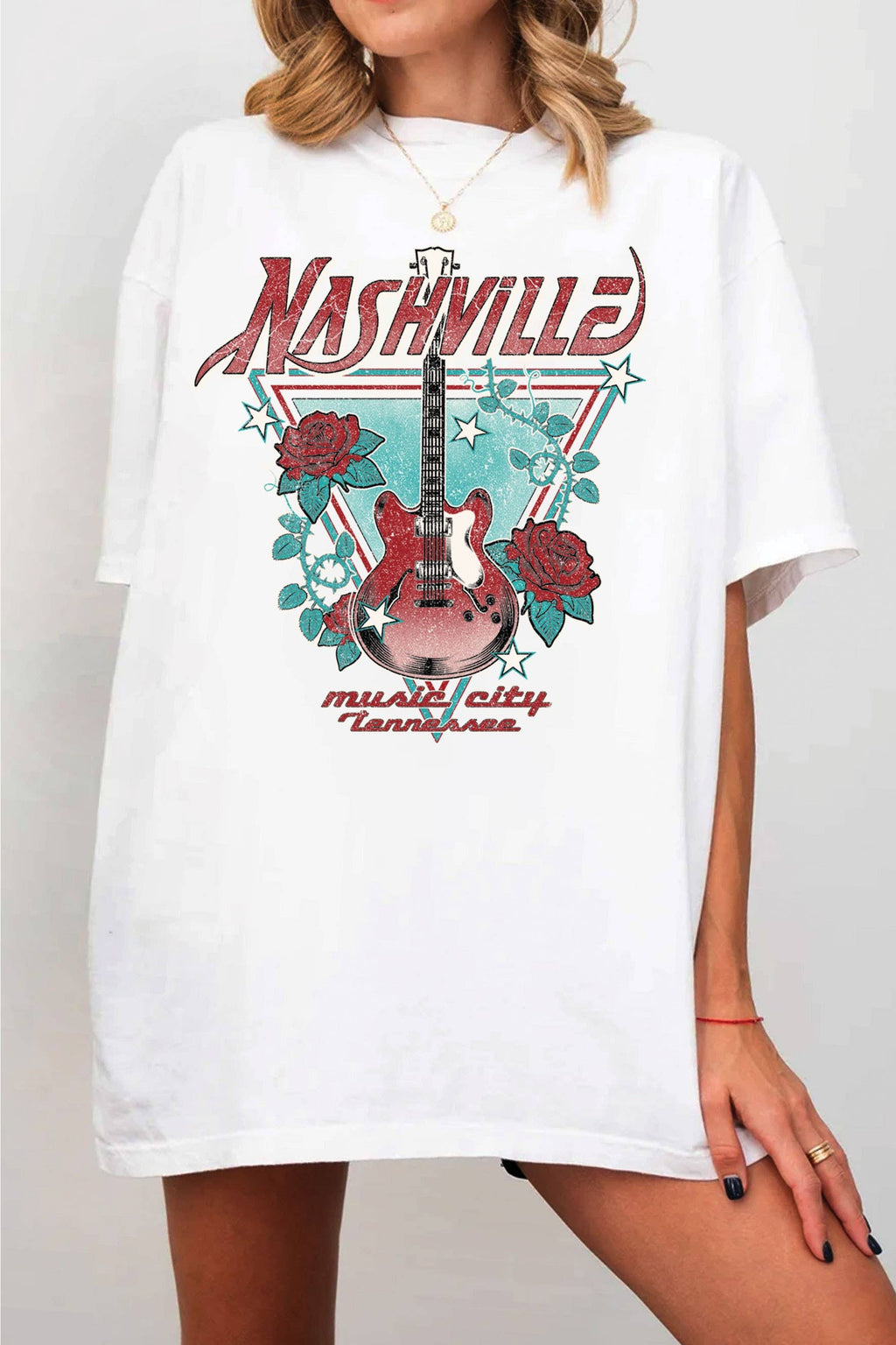 Nashville Rose Music City Oversize Graphic - Adult & Kids T-Shirts, Sweatshirts & Hoodies apparel design preview 1
