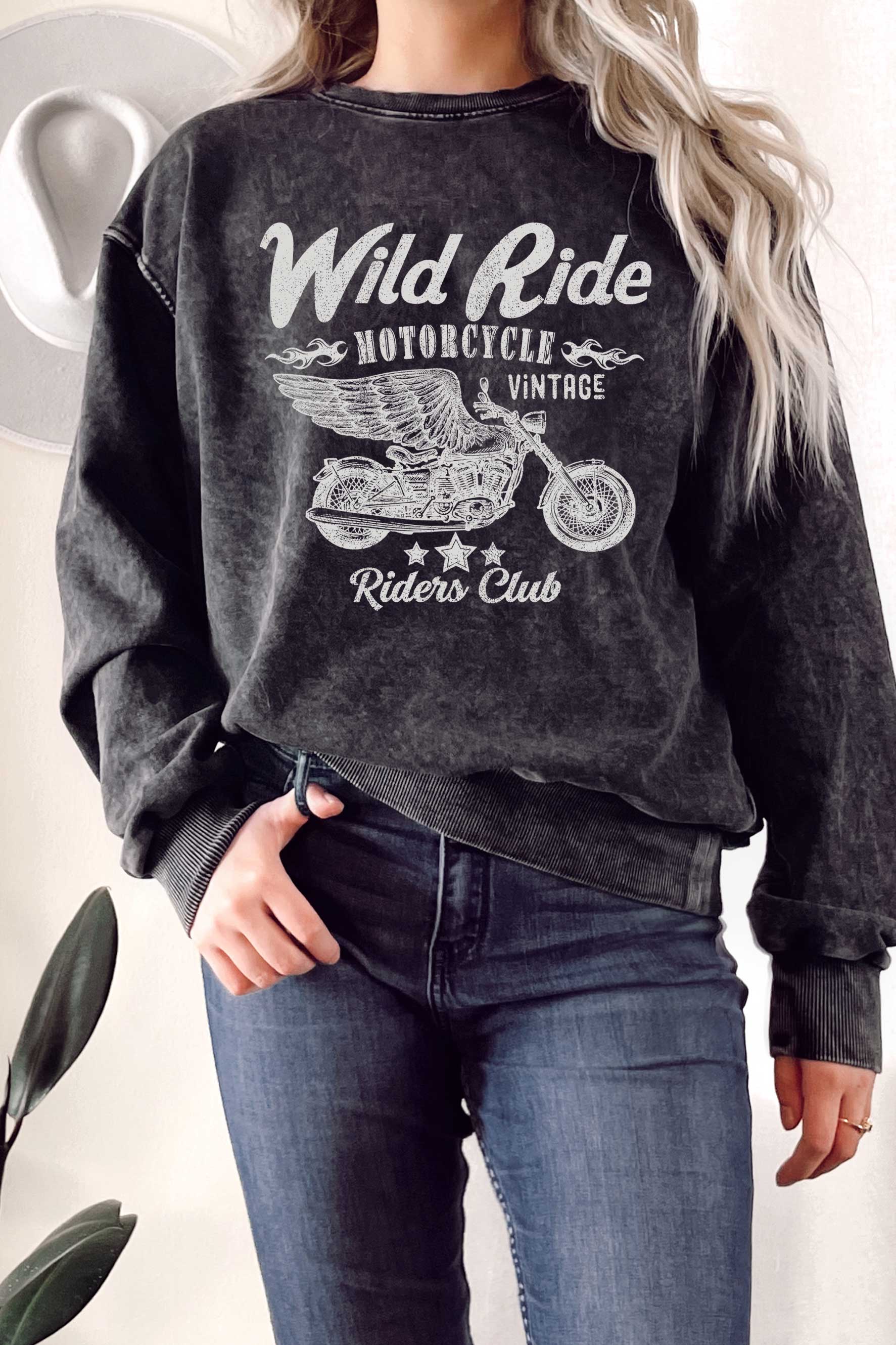 Wild Ride Motorcycle Mineral Graphix Terry - Adult & Kids T-Shirts, Sweatshirts & Hoodies apparel design preview 1