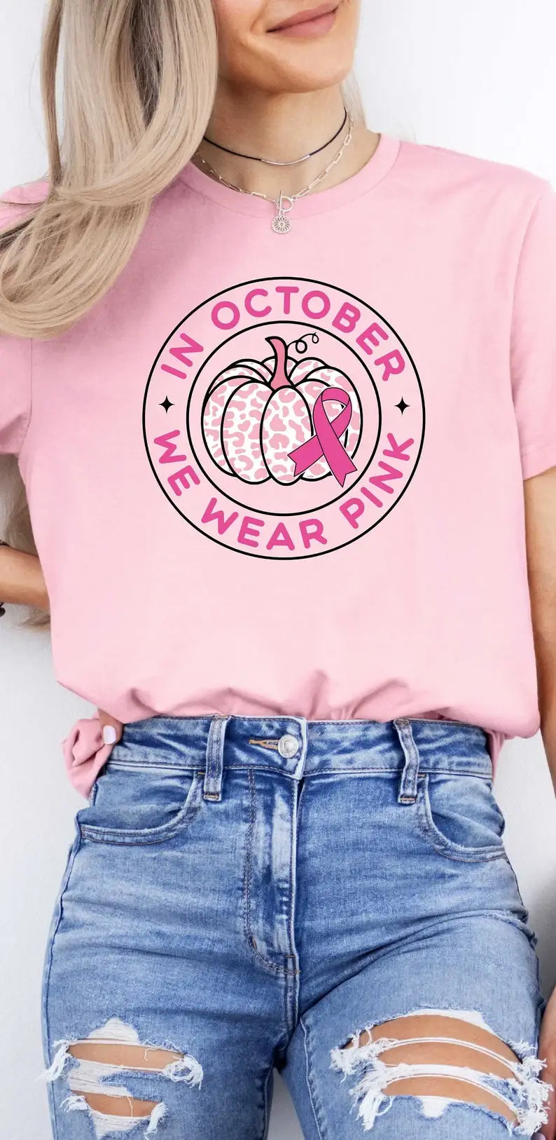 In October We Wear Pink - Adult & Kids T-Shirts, Sweatshirts & Hoodies apparel design preview 1