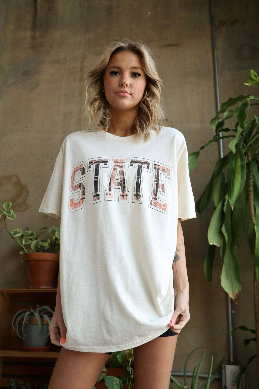 Osu Oklahoma State Cowboys Tartan Off White Thrifted - Adult & Kids T-Shirts, Sweatshirts & Hoodies apparel design preview 1