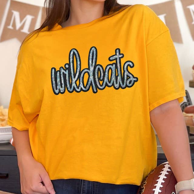 Wildcats Sequin Patch Gold Everyday - Adult & Kids T-Shirts, Sweatshirts & Hoodies apparel design preview 1