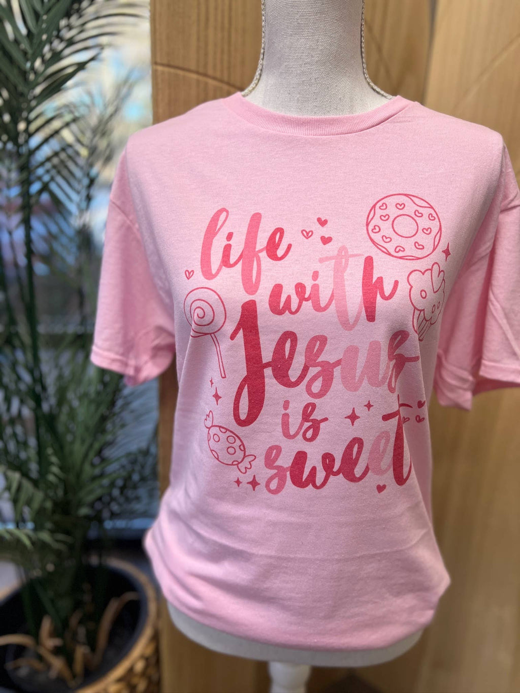 Life with Jesus Is Sweet On Pink - Adult & Kids T-Shirts, Sweatshirts & Hoodies apparel design preview 1