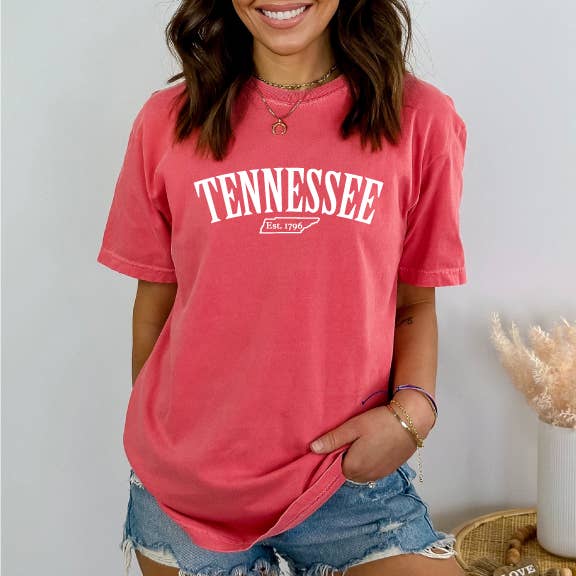Tennessee Est. Comfort Colors Watermelon - Adult & Kids T-Shirts, Sweatshirts & Hoodies apparel design preview 1