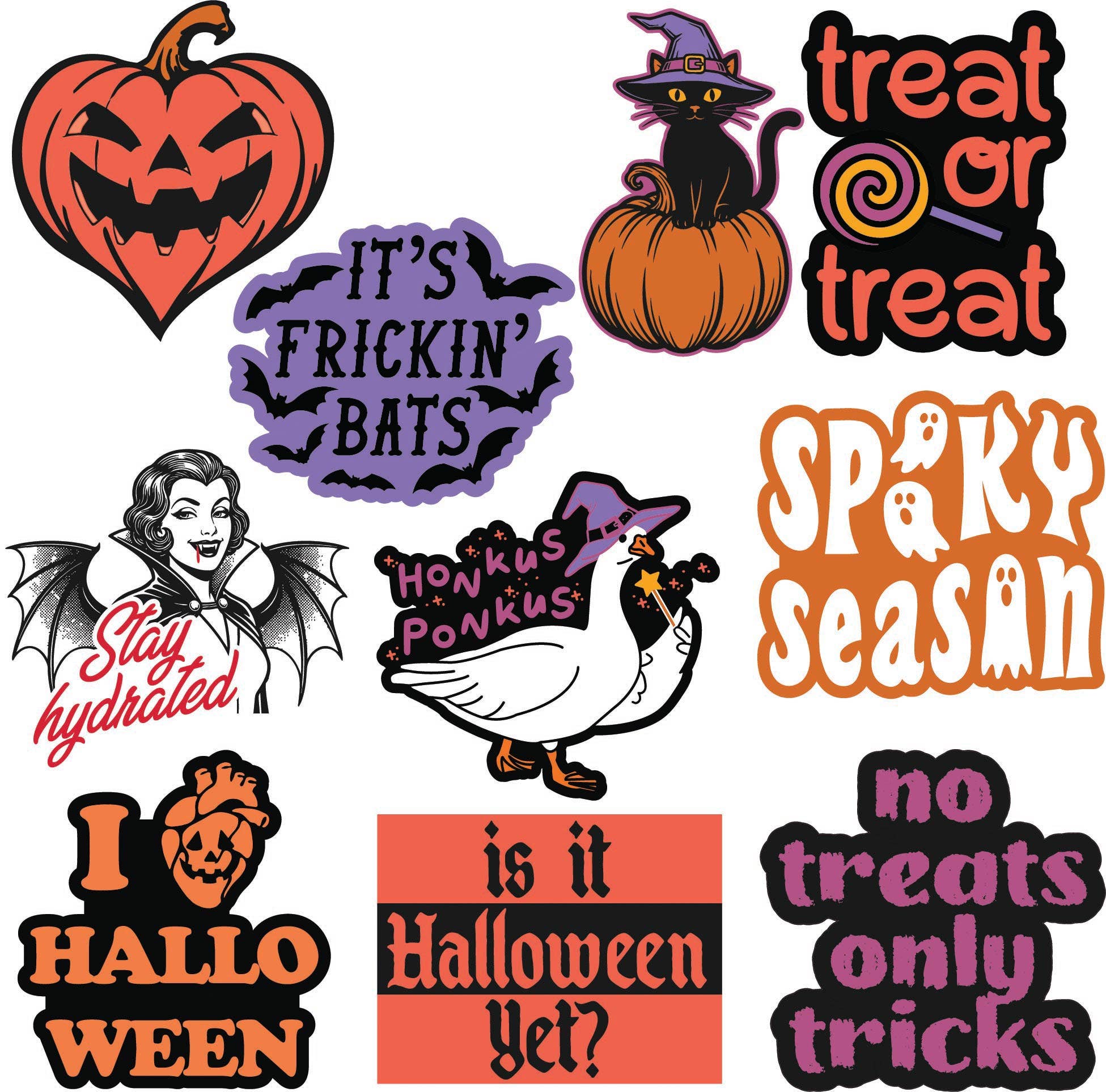 Halloween Stickers - Adult & Kids T-Shirts, Sweatshirts & Hoodies apparel design preview 1