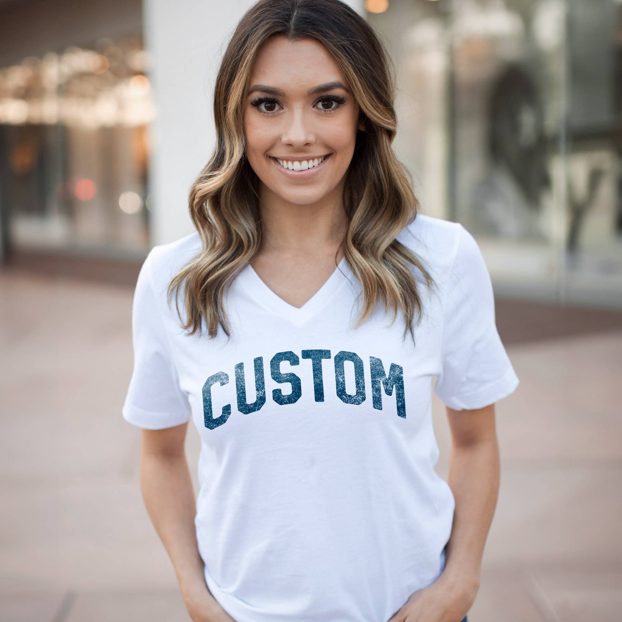 Custom V-Neck Cotton with Your Name Location or Logo - Adult & Kids T-Shirts, Sweatshirts & Hoodies apparel design preview 1