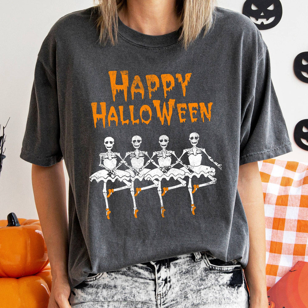 Happy Halloween Ballerinas Vintage - Adult & Kids T-Shirts, Sweatshirts & Hoodies apparel design preview 1