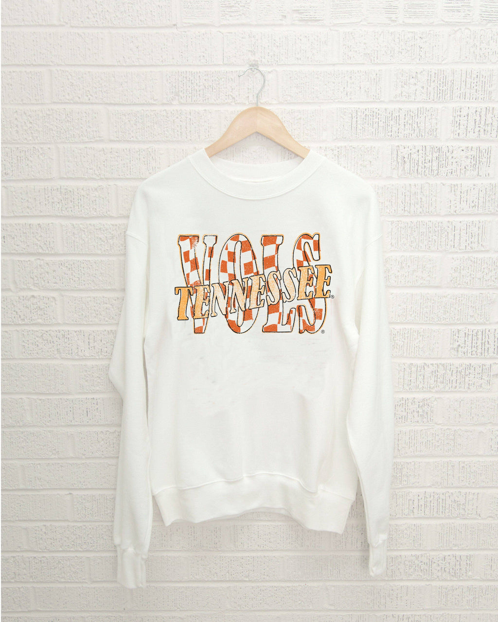 Tennessee Volunteers Twisted Check Wht Thrifted - Adult & Kids T-Shirts, Sweatshirts & Hoodies apparel design preview 1