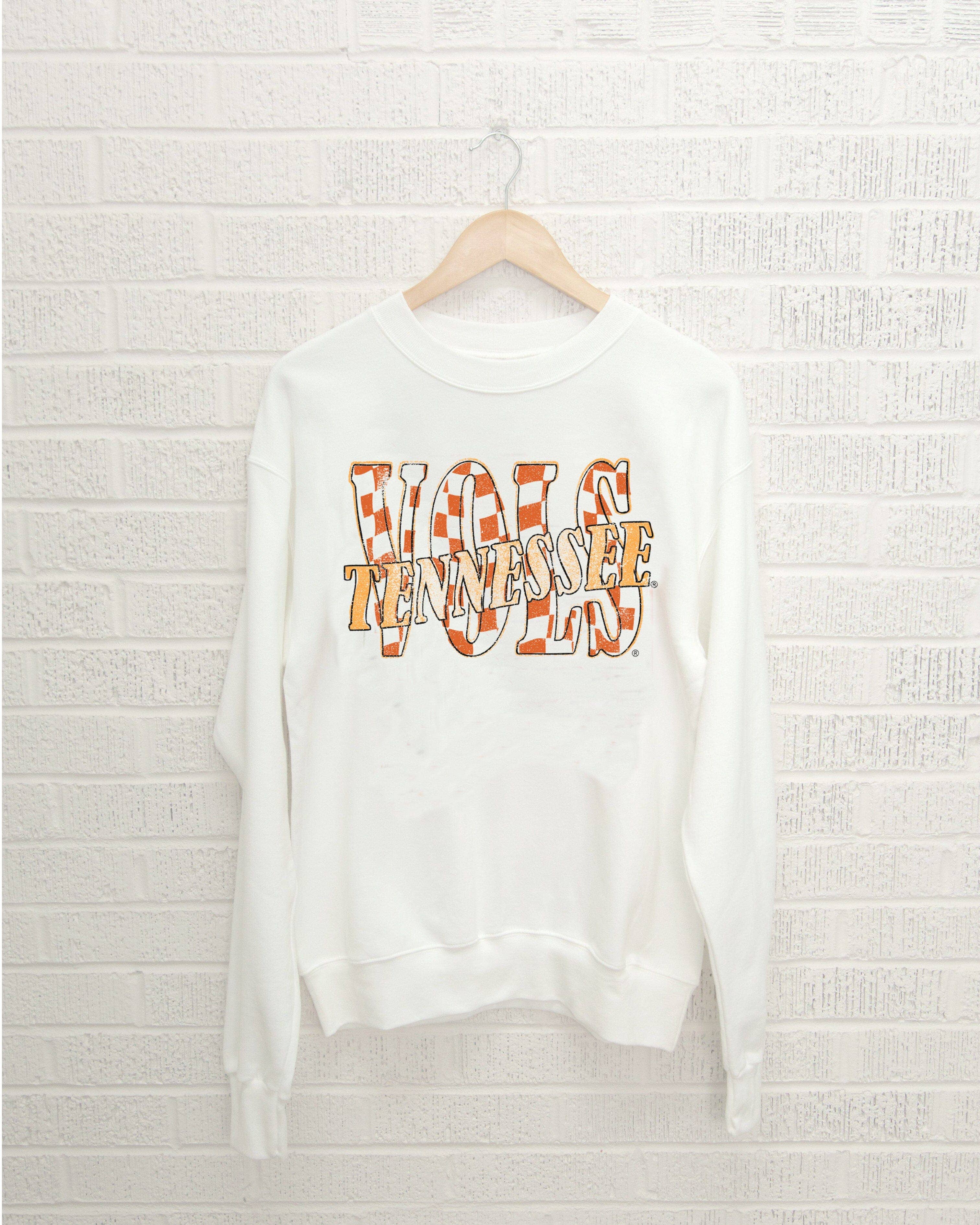 Tennessee Volunteers Twisted Check Wht Thrifted - Adult & Kids T-Shirts, Sweatshirts & Hoodies apparel design preview 1