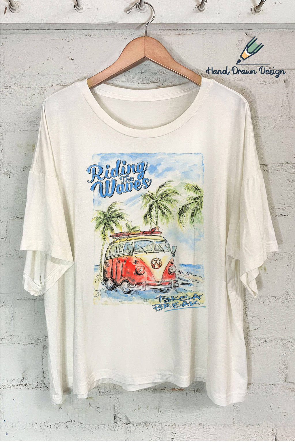 Riding the Wave -Hand Drawn - Adult & Kids T-Shirts, Sweatshirts & Hoodies apparel design preview 1