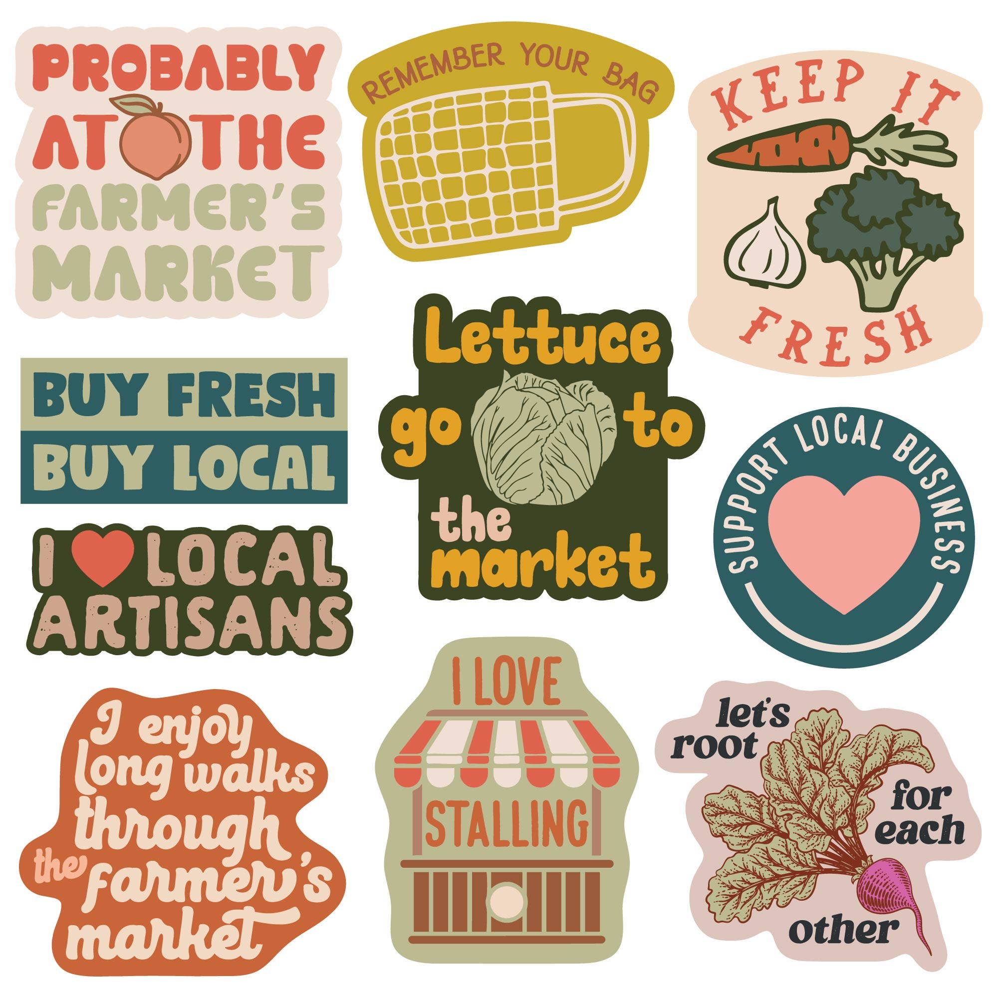 Farmers Market Stickers - Adult & Kids T-Shirts, Sweatshirts & Hoodies apparel design preview 1
