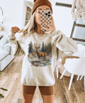 Retro Deer Scene Cream - Adult & Kids T-Shirts, Sweatshirts & Hoodies apparel design preview 1