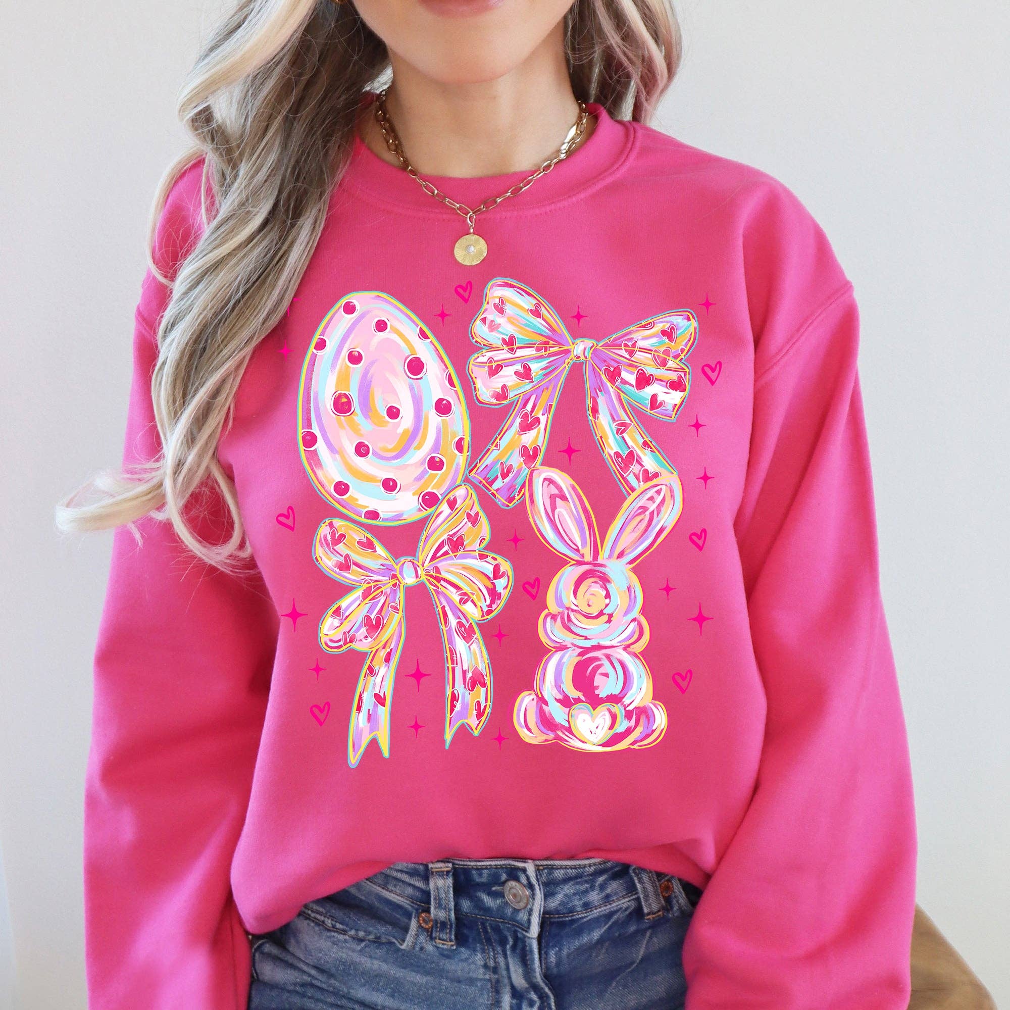 Glittery, Rabbits and Eggs, Easter, Bunny, Pastel - Adult & Kids T-Shirts, Sweatshirts & Hoodies apparel design preview 1