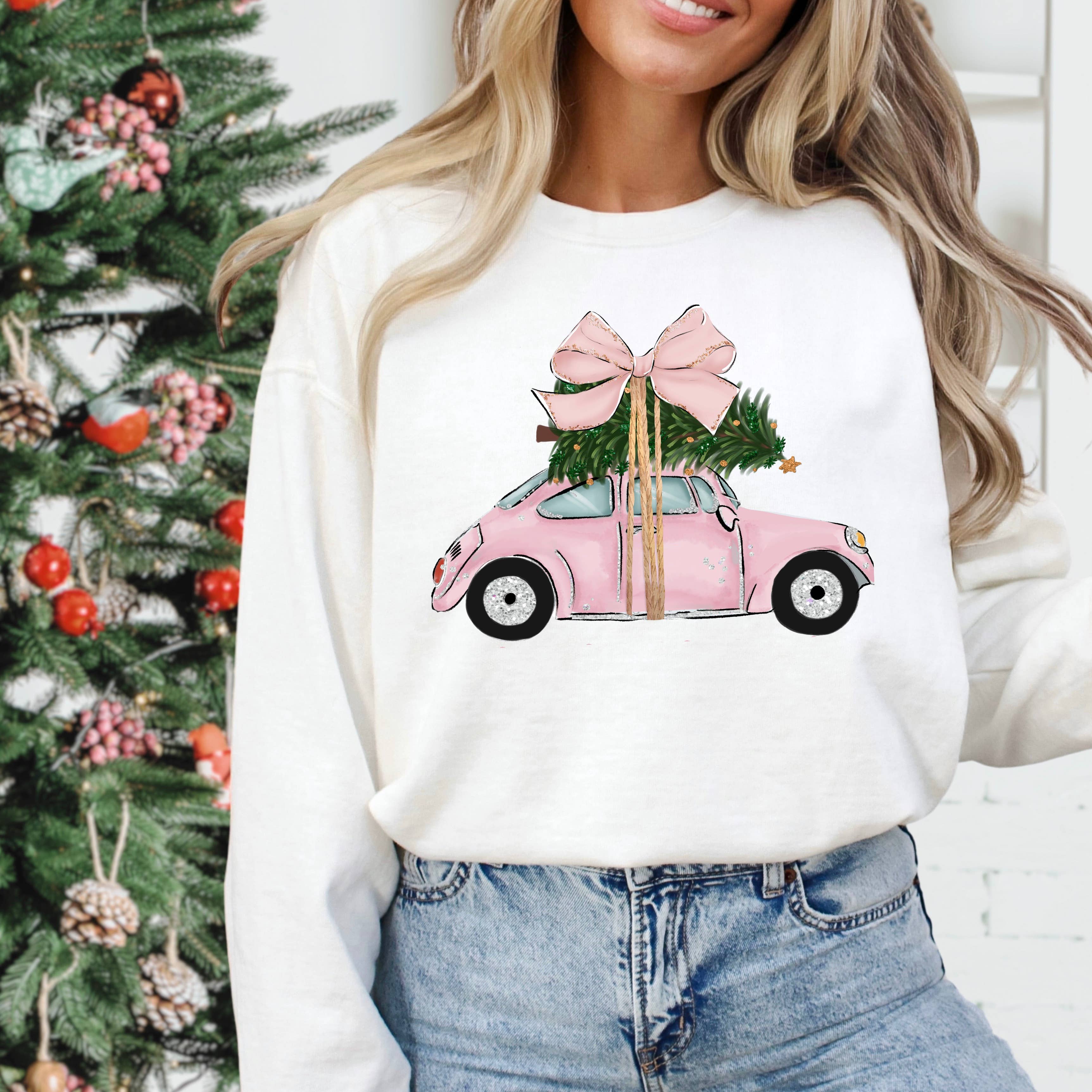 Pink Christmas Car 2025 Gildan - Adult & Kids T-Shirts, Sweatshirts & Hoodies apparel design preview 1