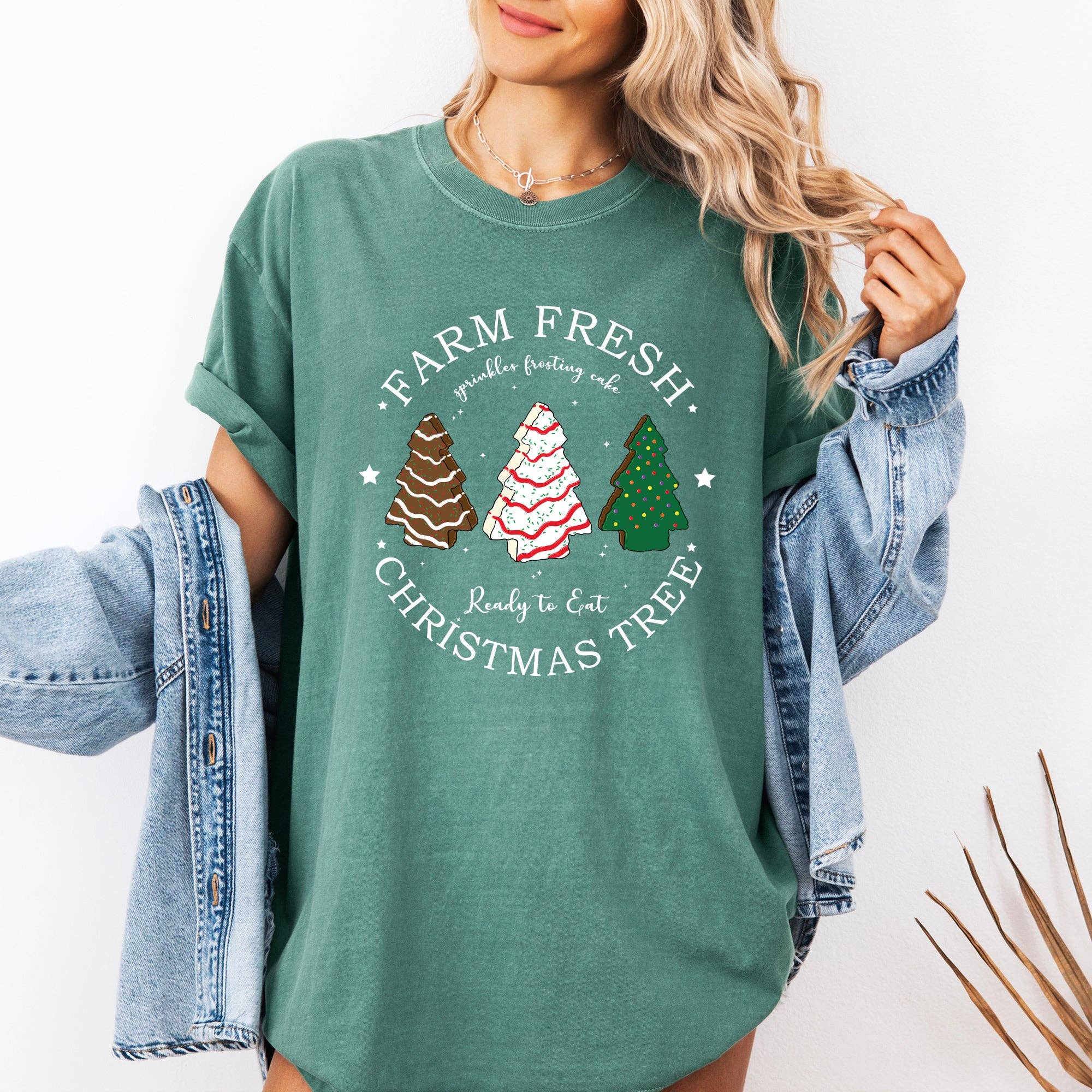 Farm Fresh Christmas Tree, White and Green Cakes - Adult & Kids T-Shirts, Sweatshirts & Hoodies apparel design preview 1