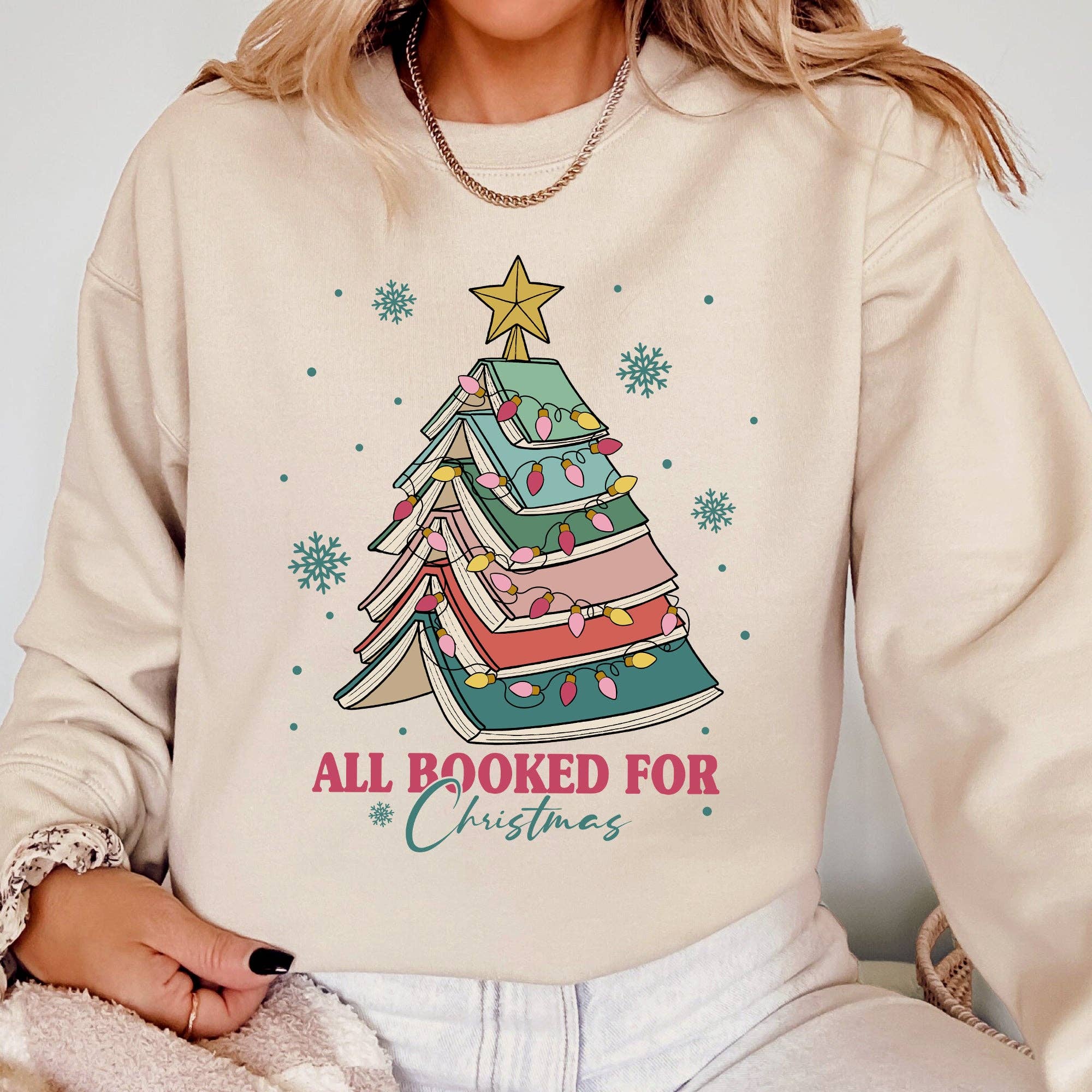 All Booked For Christmas, Reading, Teacher Winter - Adult & Kids T-Shirts, Sweatshirts & Hoodies apparel design preview 1
