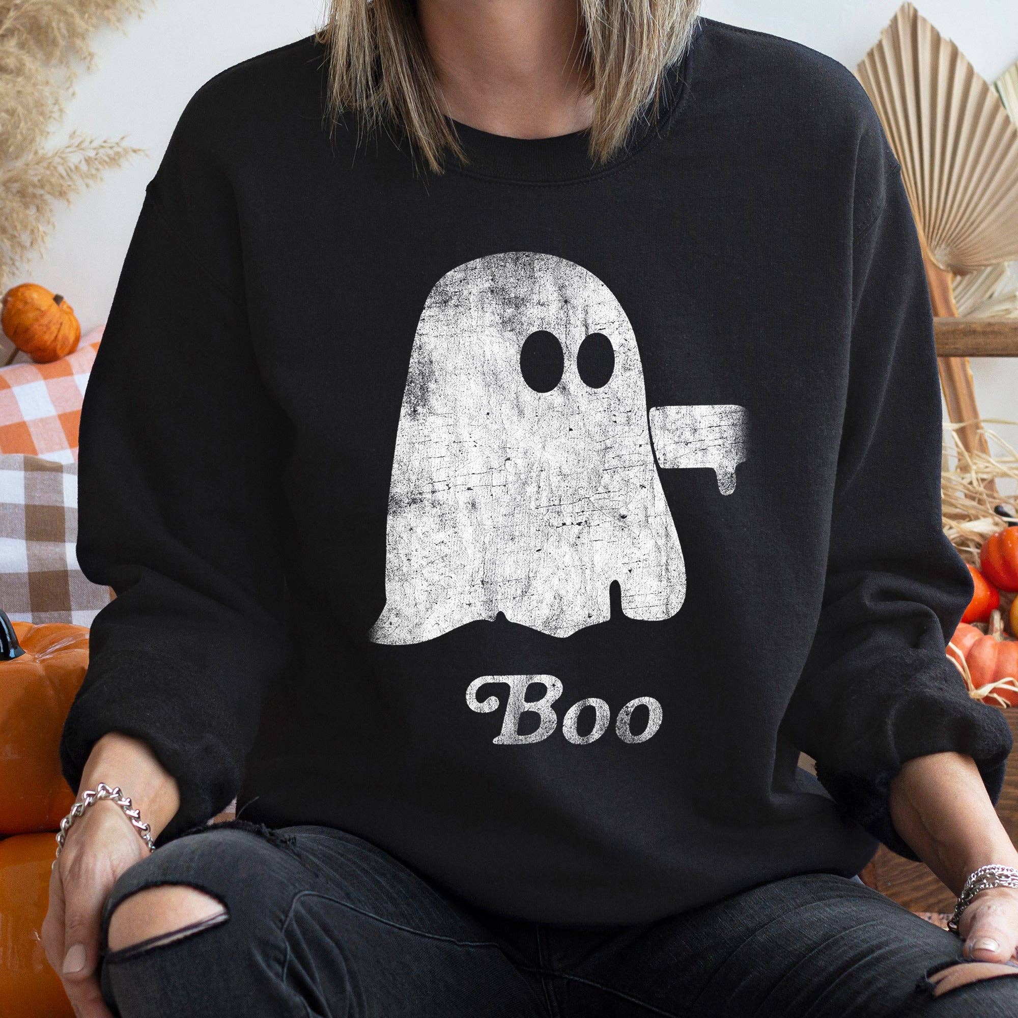 Boo Ghost Halloween - Adult & Kids T-Shirts, Sweatshirts & Hoodies apparel design preview 1