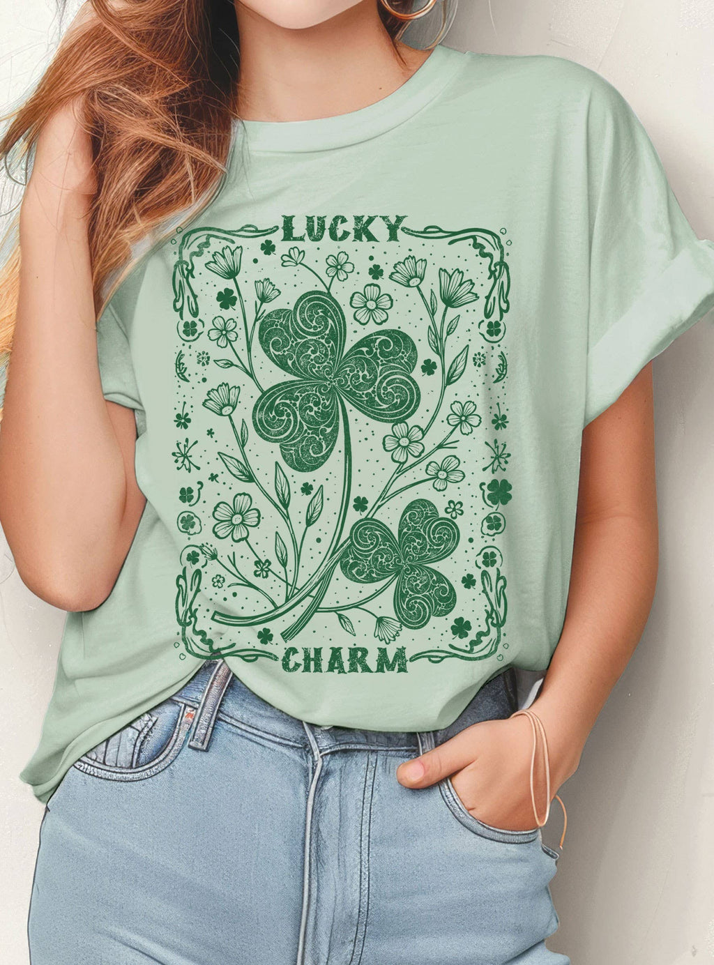 Lucky Charm Clover Graphic - Adult & Kids T-Shirts, Sweatshirts & Hoodies apparel design preview 1