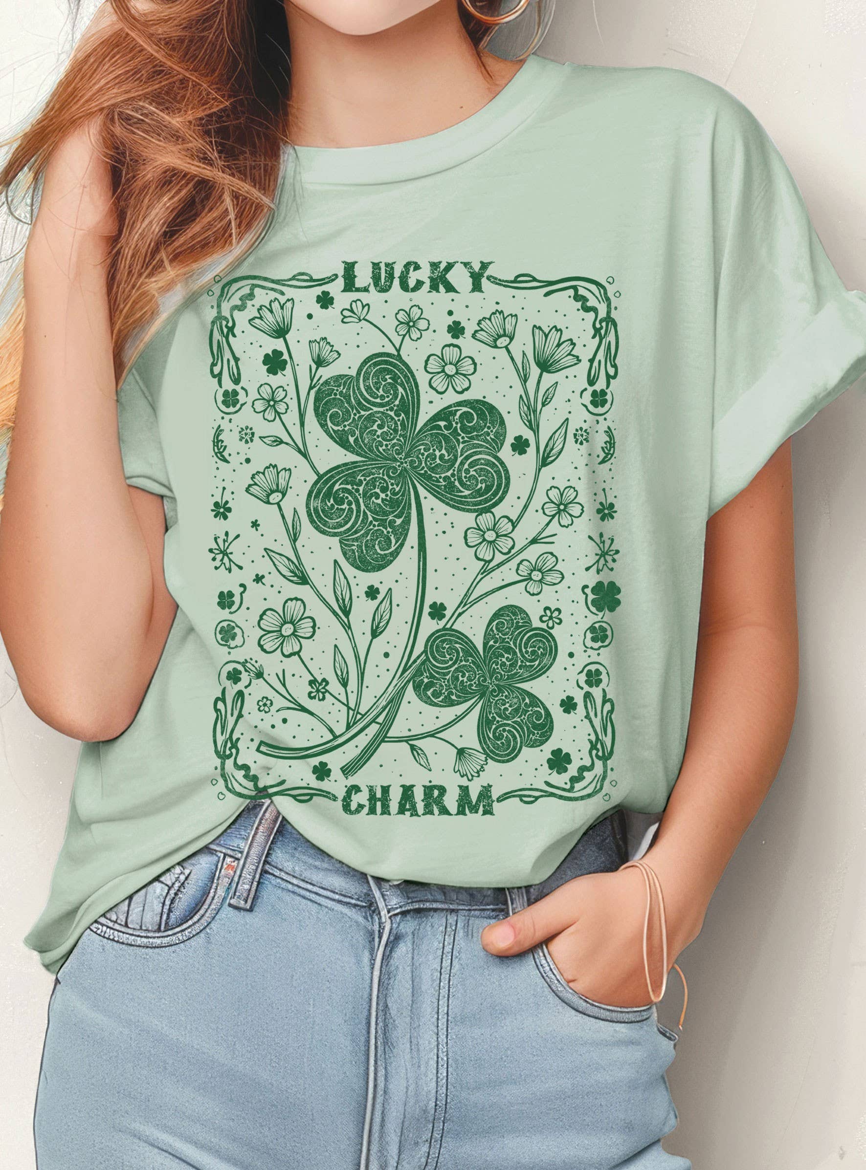 Lucky Charm Clover Graphic - Adult & Kids T-Shirts, Sweatshirts & Hoodies apparel design preview 1