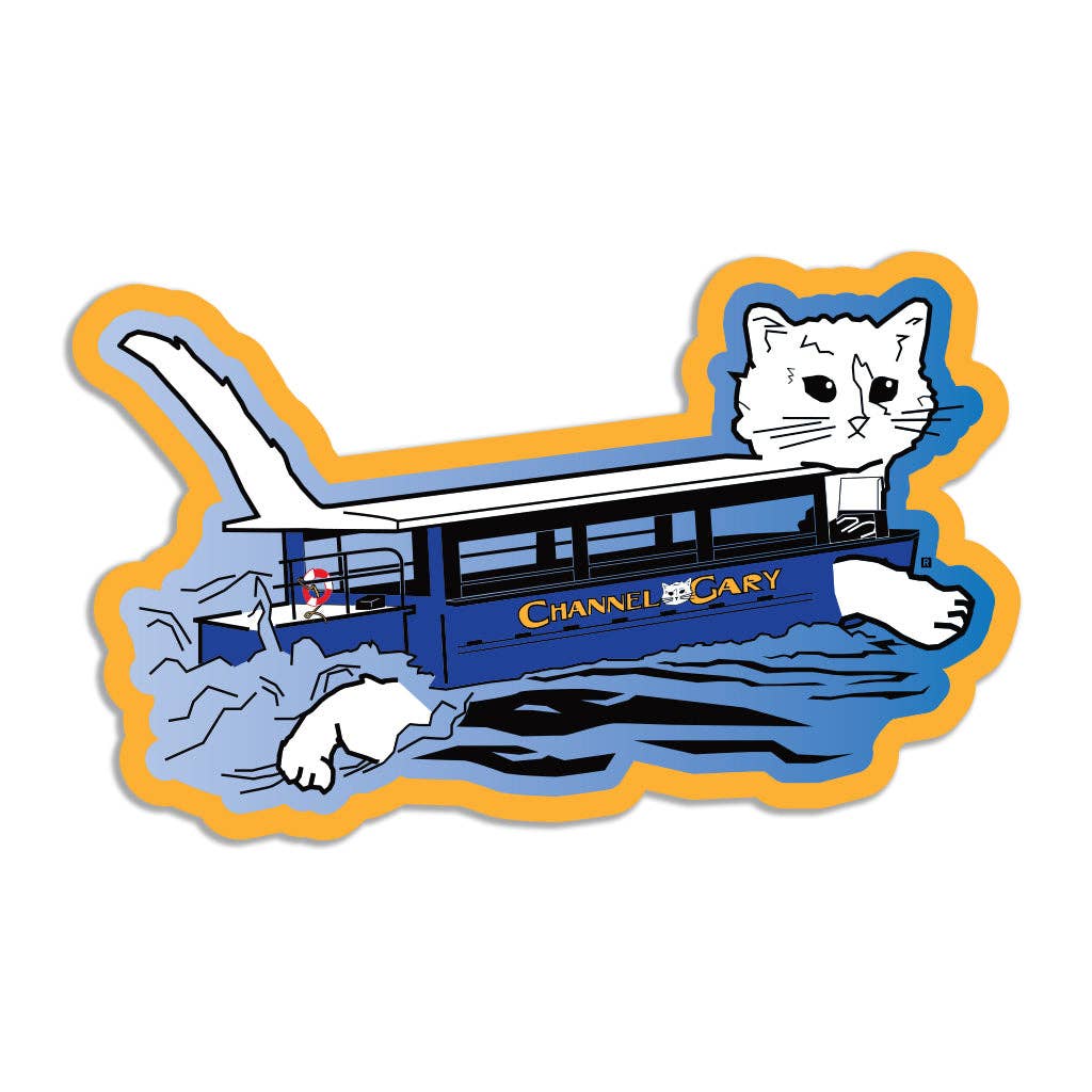 Channel Cat Die-Cut Sticker - Adult & Kids T-Shirts, Sweatshirts & Hoodies apparel design preview 1