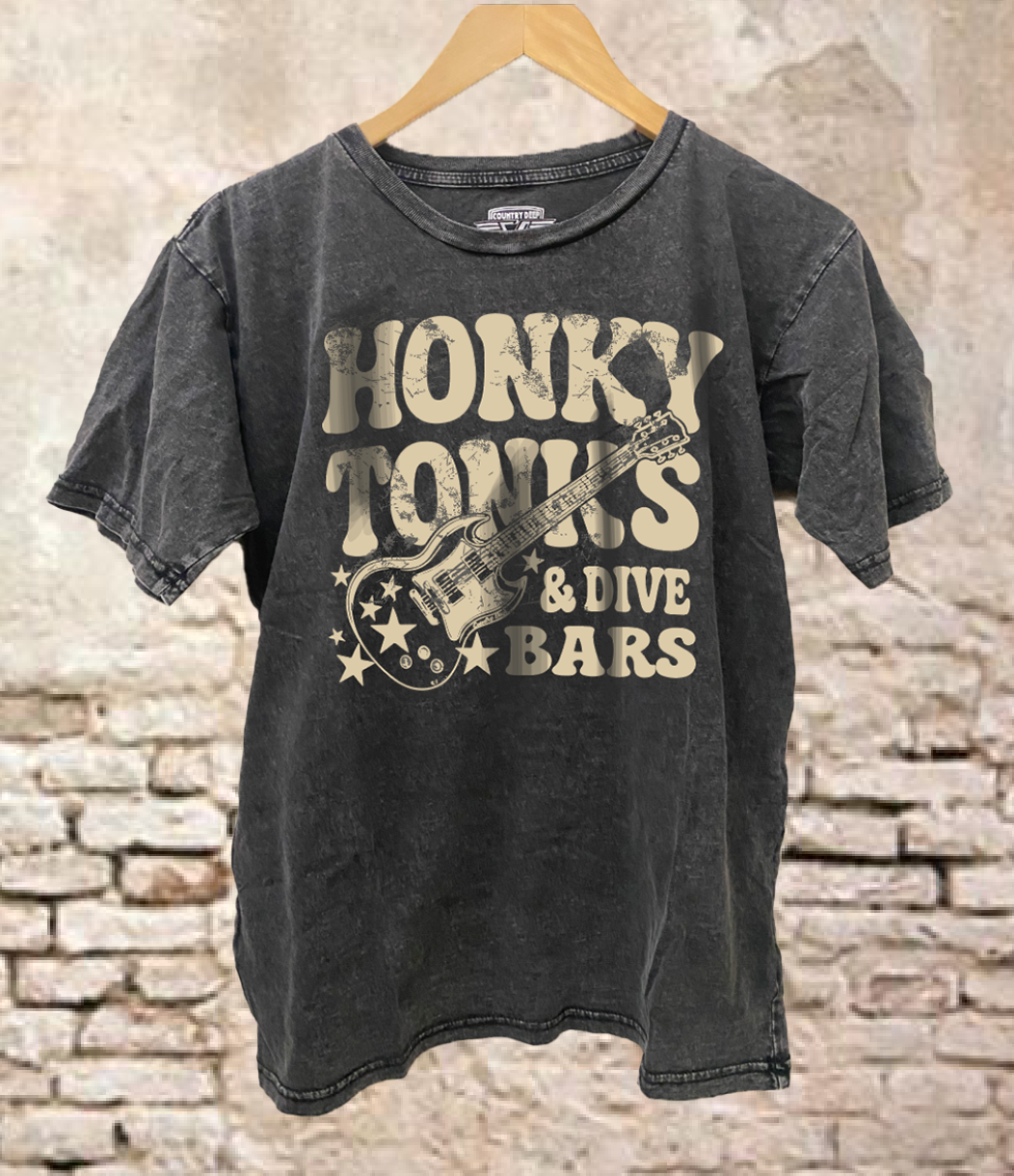 Honky Tonks Dive Bars Acid Washed 90's - Adult & Kids T-Shirts, Sweatshirts & Hoodies apparel design preview 1