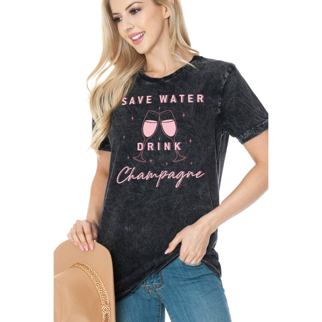 Save Water Drink Champagne Mineral Wash - Adult & Kids T-Shirts, Sweatshirts & Hoodies apparel design preview 1