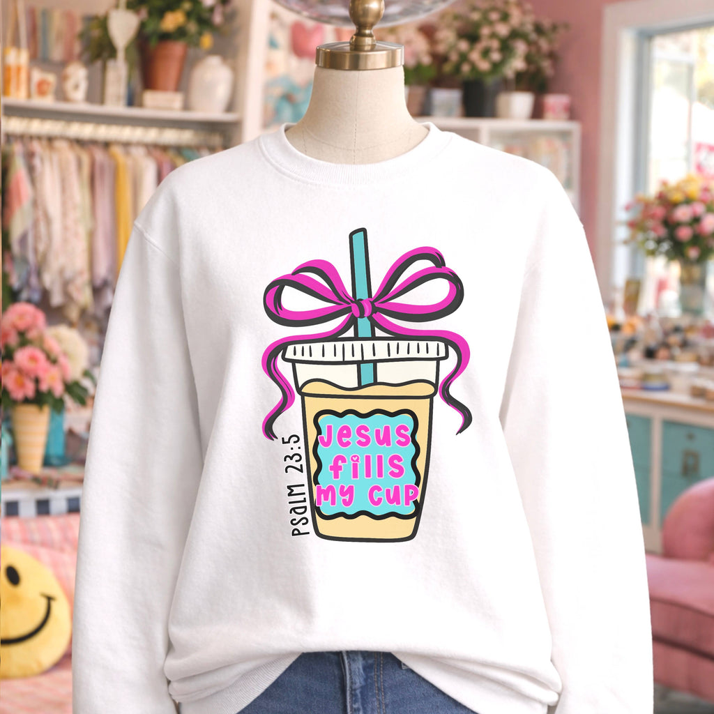 Jesus Fills My Cup Christian Gildan Brand - Adult & Kids T-Shirts, Sweatshirts & Hoodies apparel design preview 1