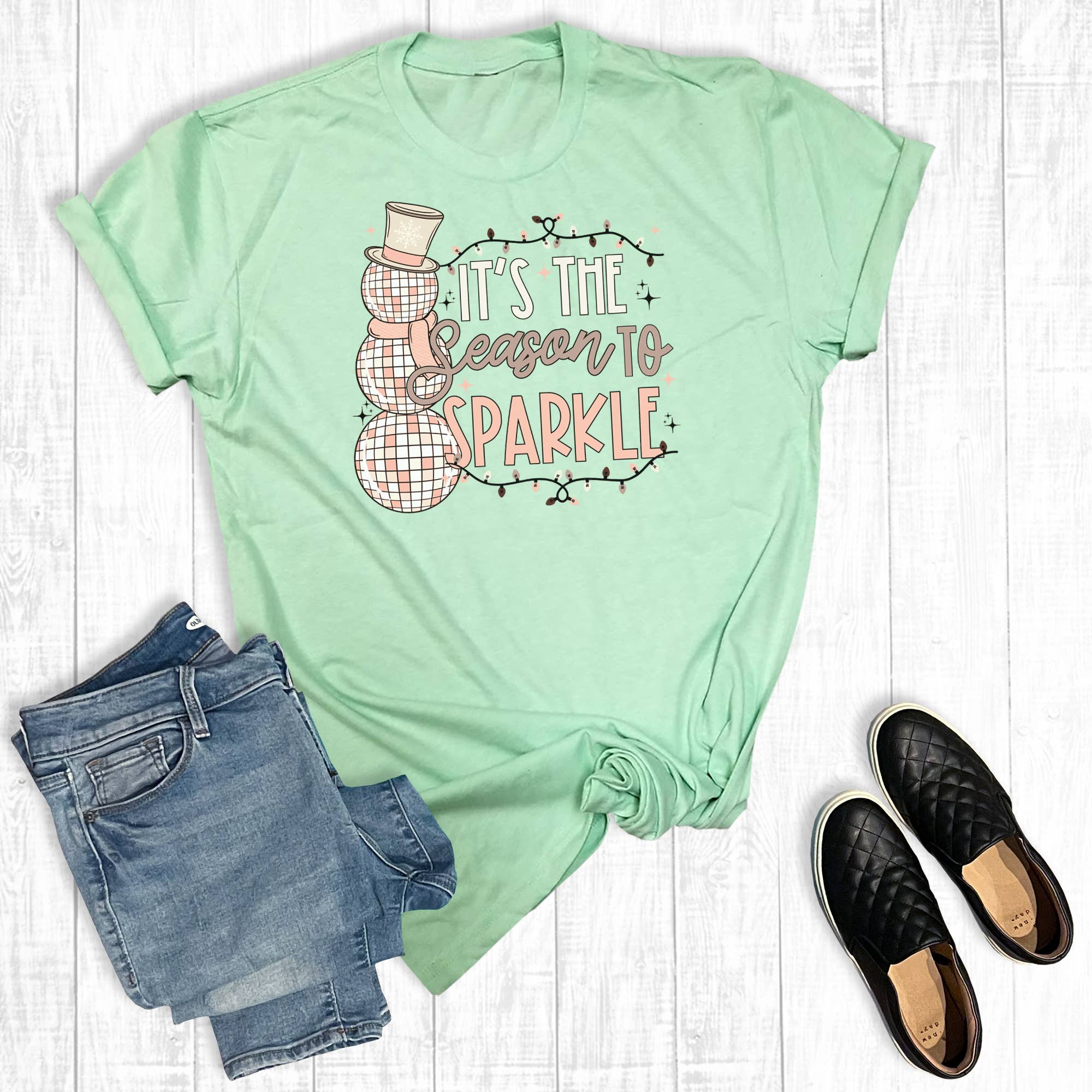 Christmas Retro Snowman It's the Season To Sparkle - Adult & Kids T-Shirts, Sweatshirts & Hoodies apparel design preview 1