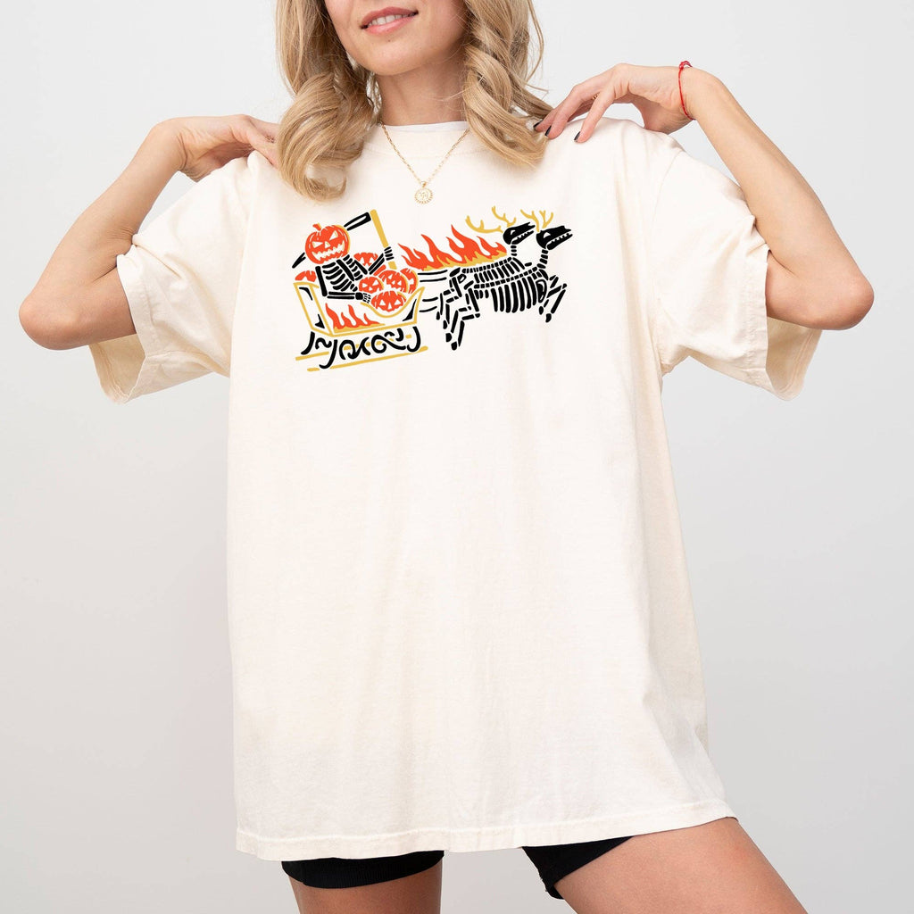Pumpkin Head, Sleigh, Santa, Skeleton, Halloween - Adult & Kids T-Shirts, Sweatshirts & Hoodies apparel design preview 1