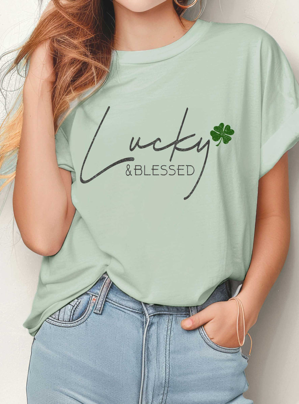 Lucky and Blessed Clover Graphic - Adult & Kids T-Shirts, Sweatshirts & Hoodies apparel design preview 1