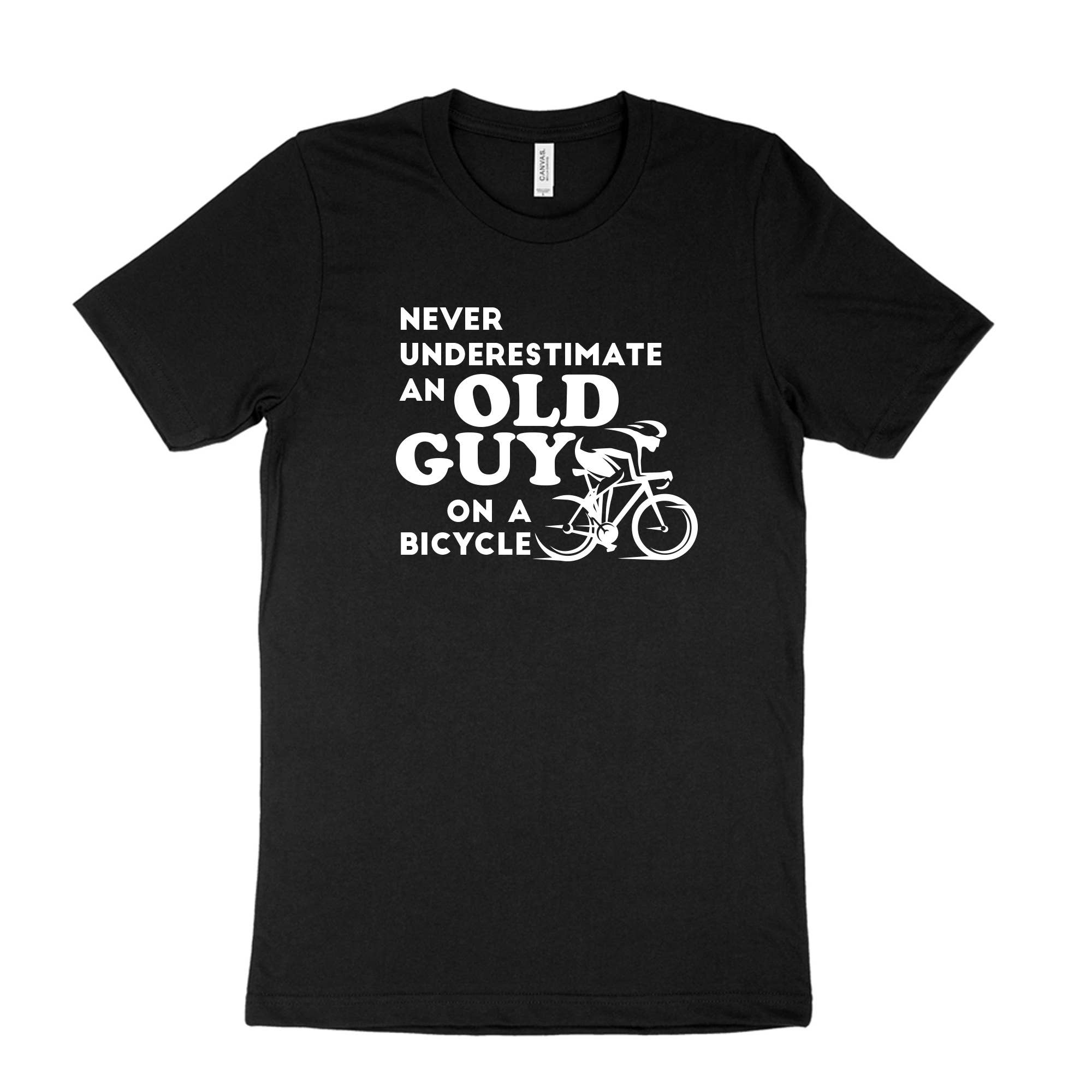 Bicyclist Bike Never Underestimate An Old Guy - Adult & Kids T-Shirts, Sweatshirts & Hoodies apparel design preview 1