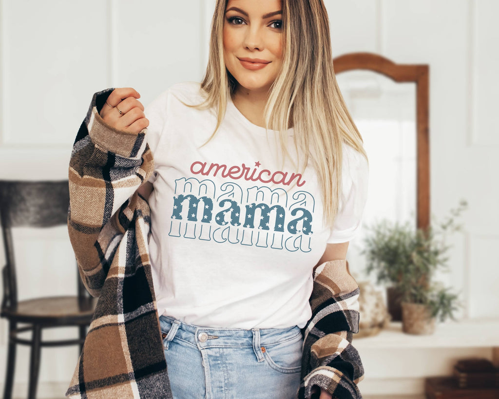 American Mama Patriotic Graphic 4th of July - Adult & Kids T-Shirts, Sweatshirts & Hoodies apparel design preview 1