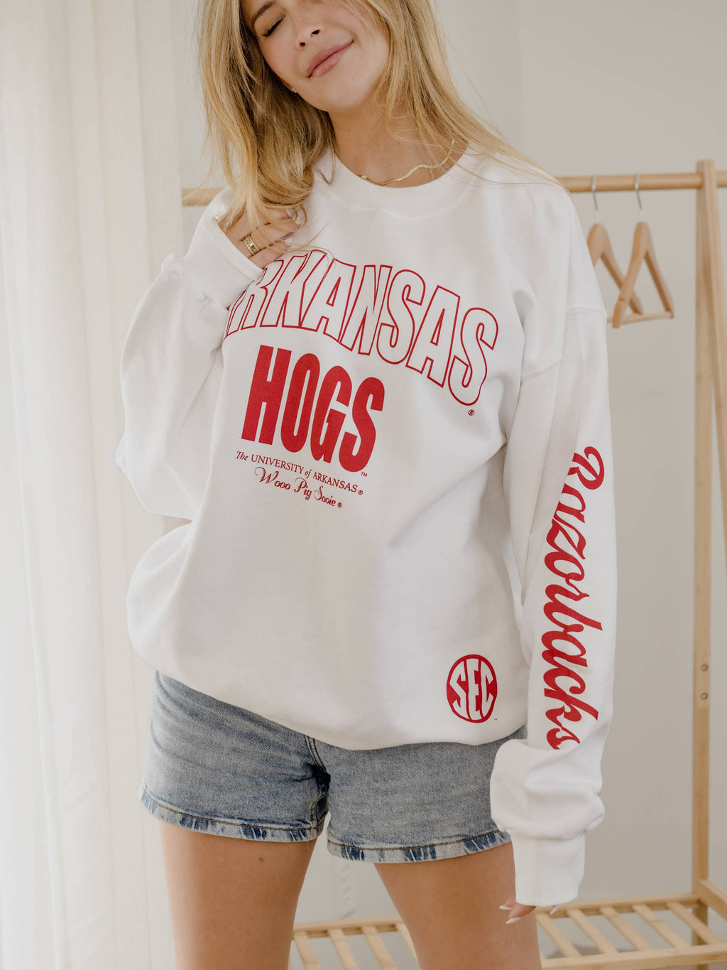 Arkansas Razorbacks Hogs Sec Sporty White - Adult & Kids T-Shirts, Sweatshirts & Hoodies apparel design preview 1