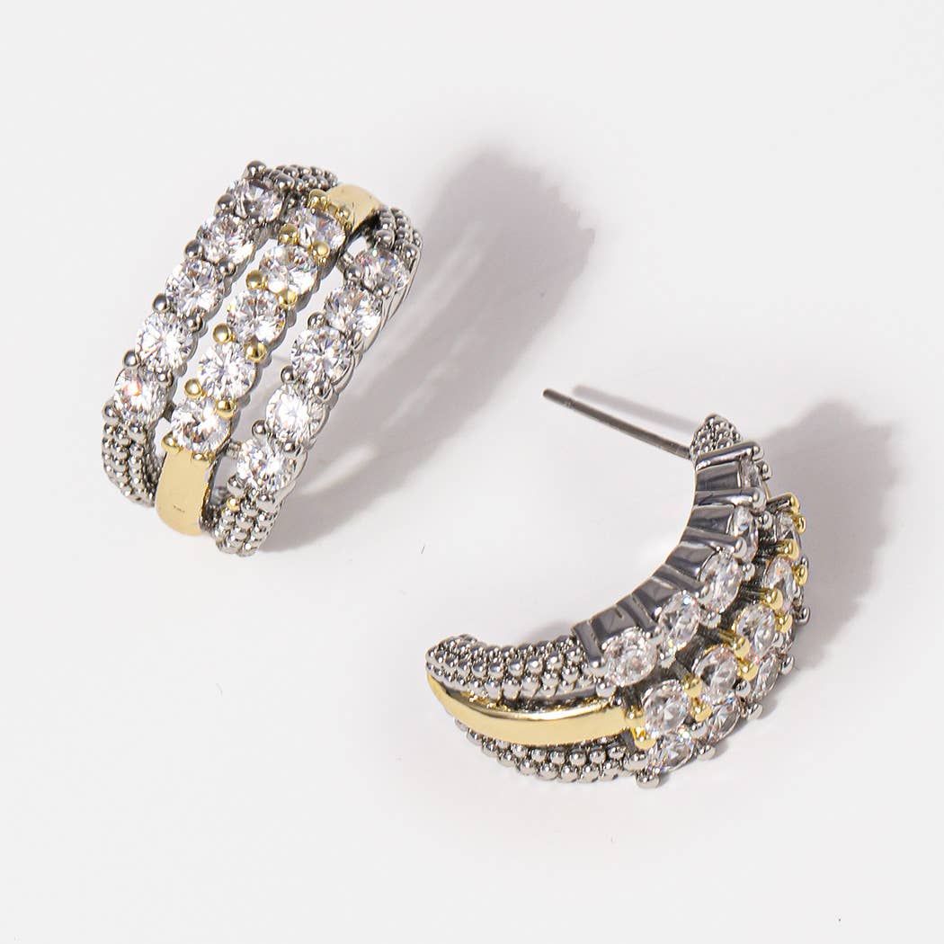 Triple Linear Cz Crescent Shape Post Earrings - Adult & Kids T-Shirts, Sweatshirts & Hoodies apparel design preview 1