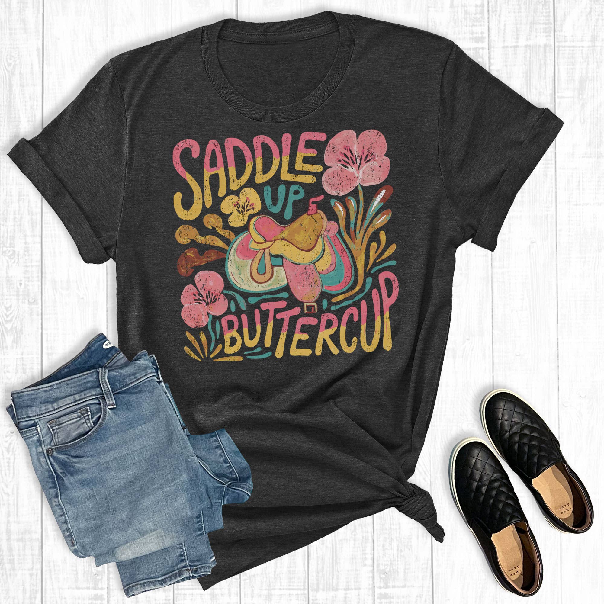 Western Saddle Up Buttercup Graphic - Adult & Kids T-Shirts, Sweatshirts & Hoodies apparel design preview 1