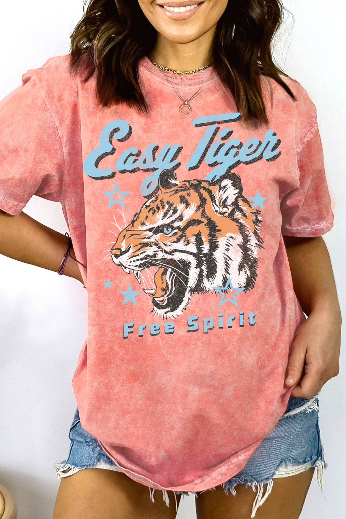 Women Tiger Graphic Print Mineral Wash Top - Adult & Kids T-Shirts, Sweatshirts & Hoodies apparel design preview 1