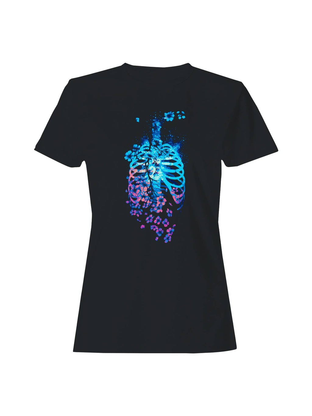 Neon Floral Ribcage Art Women's - Adult & Kids T-Shirts, Sweatshirts & Hoodies apparel design preview 1
