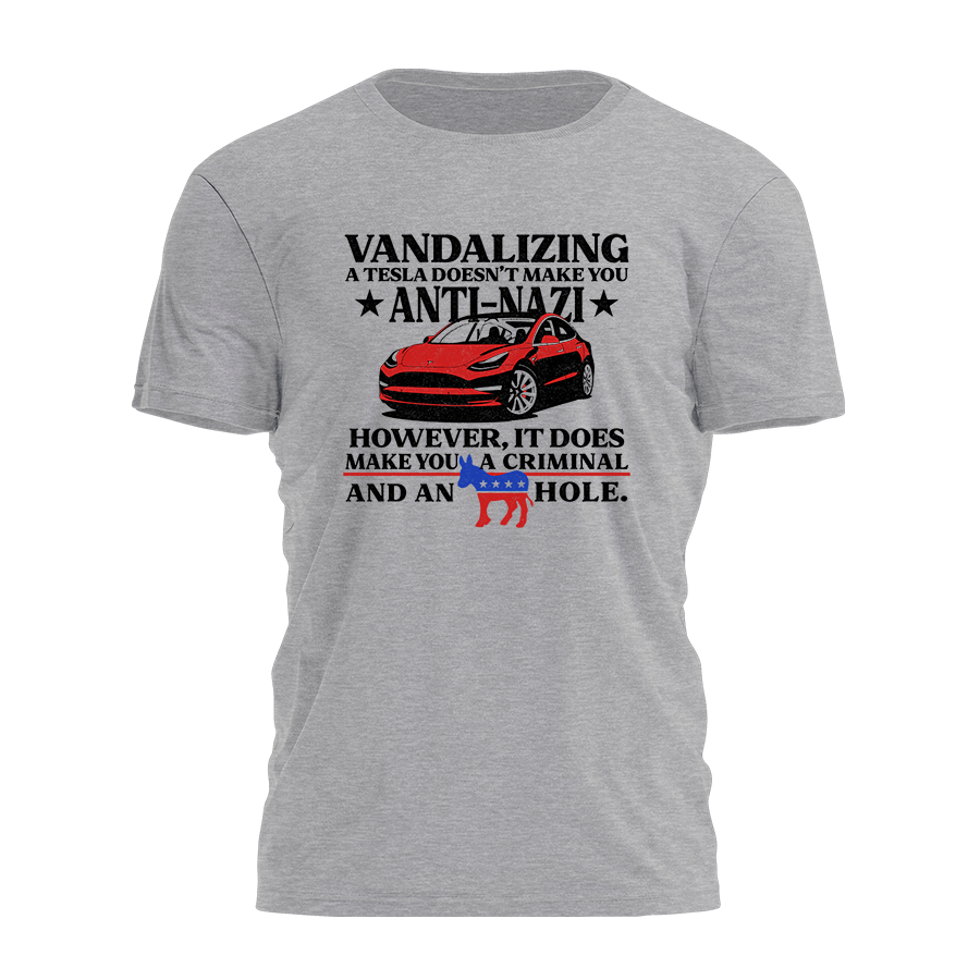 Vandalizing A Tesla 3692 - Adult & Kids T-Shirts, Sweatshirts & Hoodies apparel design preview 1